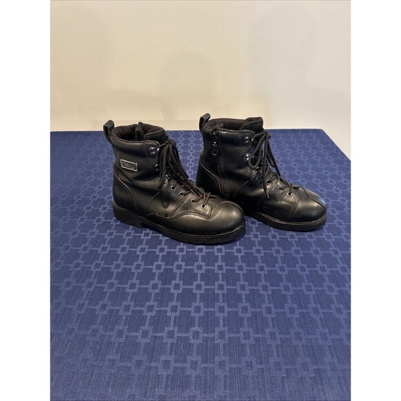 Preowned Women's Size 9 Black Leather Willie G Harley Davidson Gore-Tex Boots - Picture 1 of 12